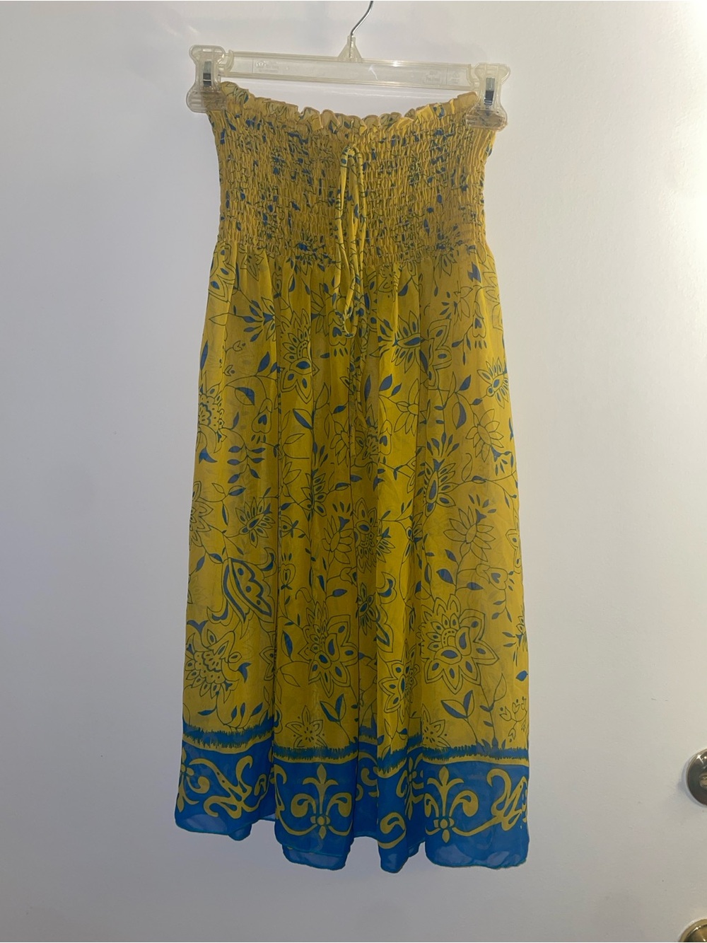 Sheer Yellow and Blue Floral Swim Coverup